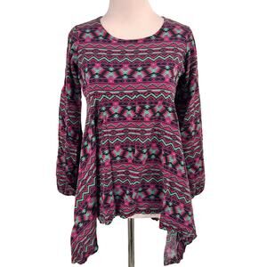 Wrangler Women's Southwestern Chevron Design Flowy Top Blouse Size XL